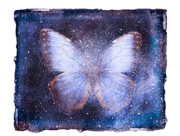 Бабочка Фоне Неба Акварель — стоковое фото