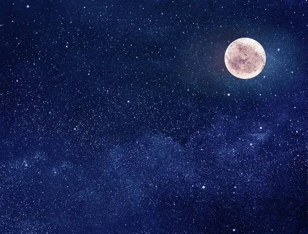 Nachthimmel Mit Sternen Und Mond — Stockfoto