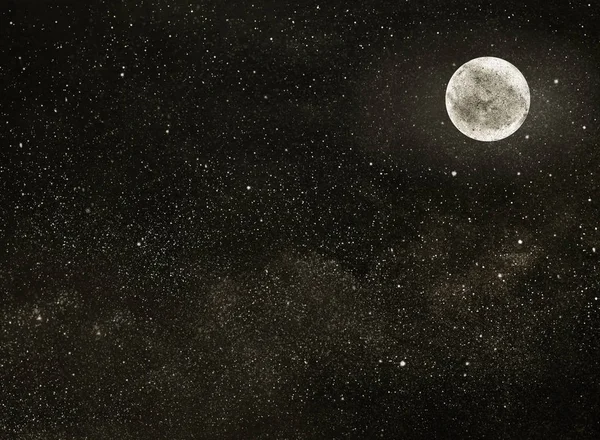 Céu Noturno Com Estrelas Lua — Fotografia de Stock