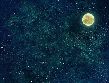 Yıldızlı ve aylı gece gökyüzü