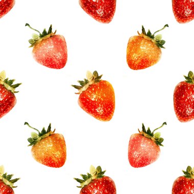 Çilek ile Seamless suluboya modeli