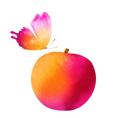 Kelebekli suluboya narenciye