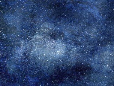 Arka planda yıldızlar olan gece gökyüzü. Suluboya