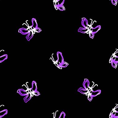 Siyah üzerinde kelebekler olan kusursuz suluboya deseni