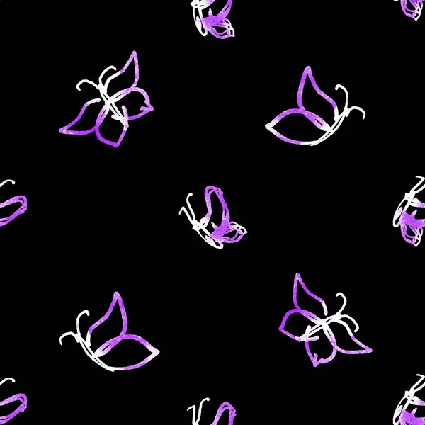 Seamless Watercolor Pattern Butterflies Black — Stock Photo, Image