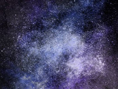 Yıldızlı ve nebulalı gece gökyüzü. Suluboya