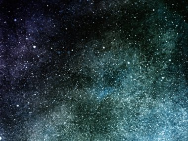 Yıldızlı ve nebulalı gece gökyüzü. Suluboya