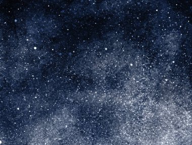Yıldızlı ve nebulalı gece gökyüzü. Suluboya