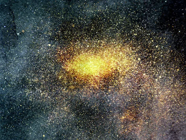 Ночное Небо Звездами Туманностью Акварель — стоковое фото