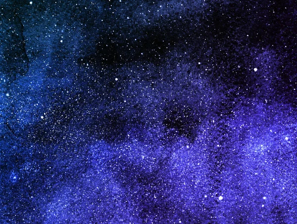 Noční Obloha Hvězdami Mlhovinou Akvarel — Stock fotografie