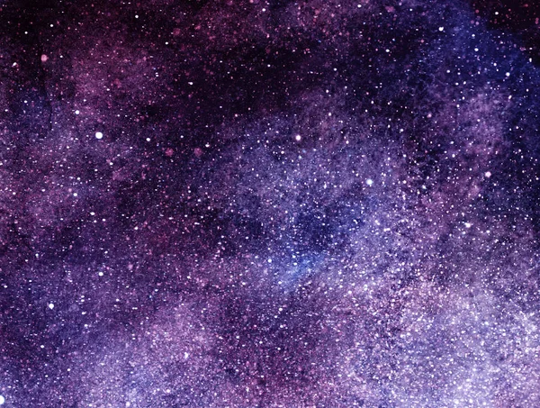 Cielo Nocturno Con Estrellas Nebulosa Acuarela — Foto de Stock