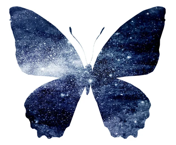 Голубая Бабочка Изолированная Белой — стоковое фото