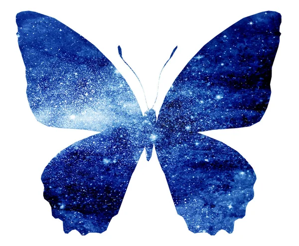 Farfalla Blu Isolata Bianco — Foto Stock