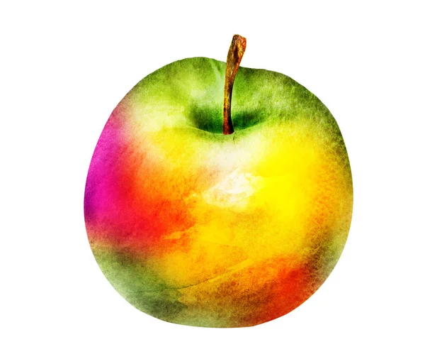Aquarell Apfel Auf Weiß Silhouette — Stockfoto