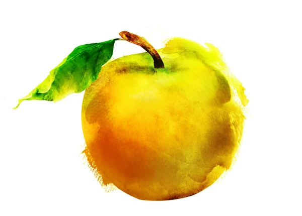 Watercolor Apple White Silhouette — Stock Photo, Image