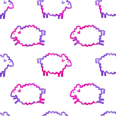 Koyunlarla kusursuz suluboya deseni