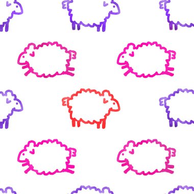 Koyunlarla kusursuz suluboya deseni