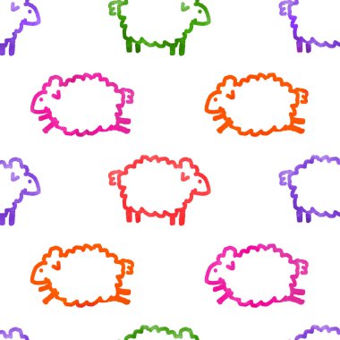 Koyunlarla kusursuz suluboya deseni