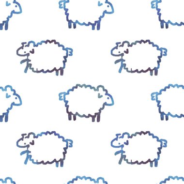 Koyunlarla kusursuz suluboya deseni