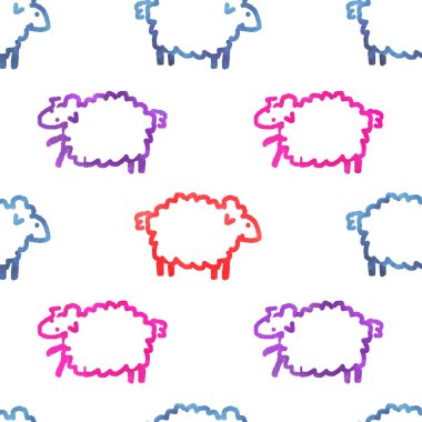 Koyunlarla kusursuz suluboya deseni