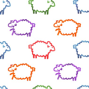 Koyunlarla kusursuz suluboya deseni