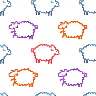 Koyunlarla kusursuz suluboya deseni