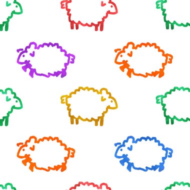 Koyunlarla kusursuz suluboya deseni