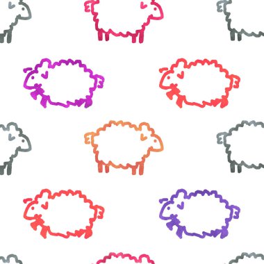 Koyunlarla kusursuz suluboya deseni