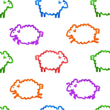 Koyunlarla kusursuz suluboya deseni