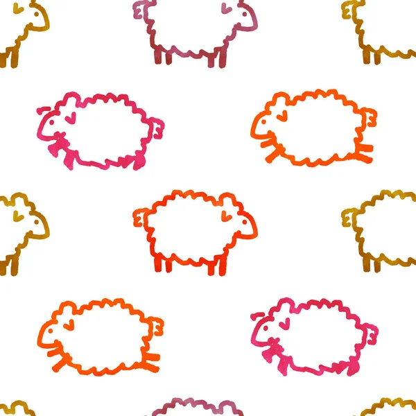 Modèle Aquarelle Sans Couture Avec Des Moutons — Photo