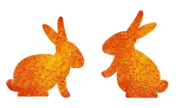 Två Gyllene Kaniner Vitt — Stockfoto