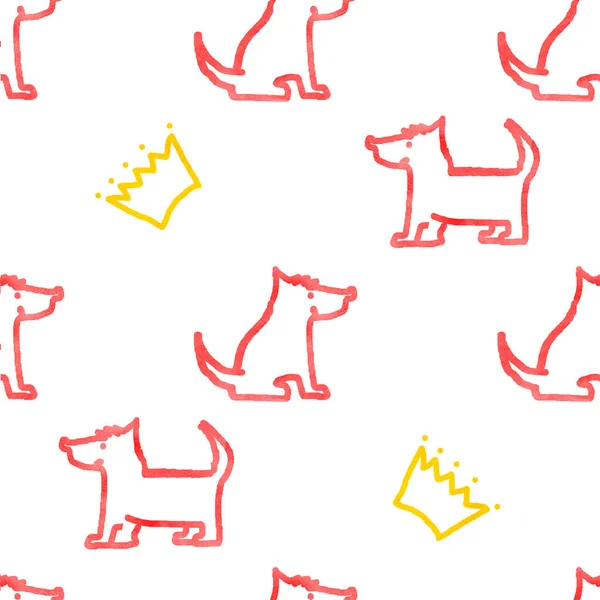 Seamless pattern with dogs and crowns