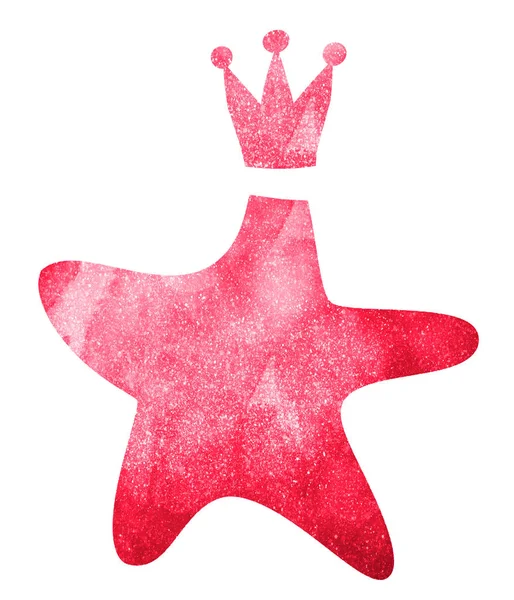 Akvarell Stjärna Med Krona Vit — Stockfoto