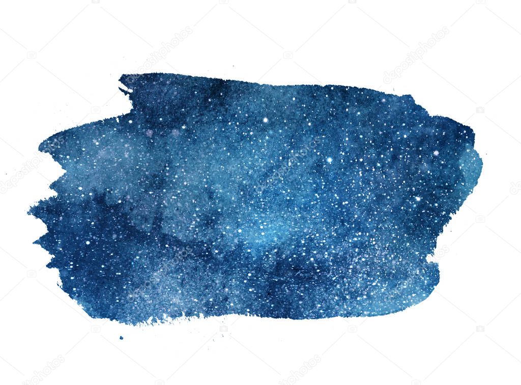 Night sky with stars on watercolor background
