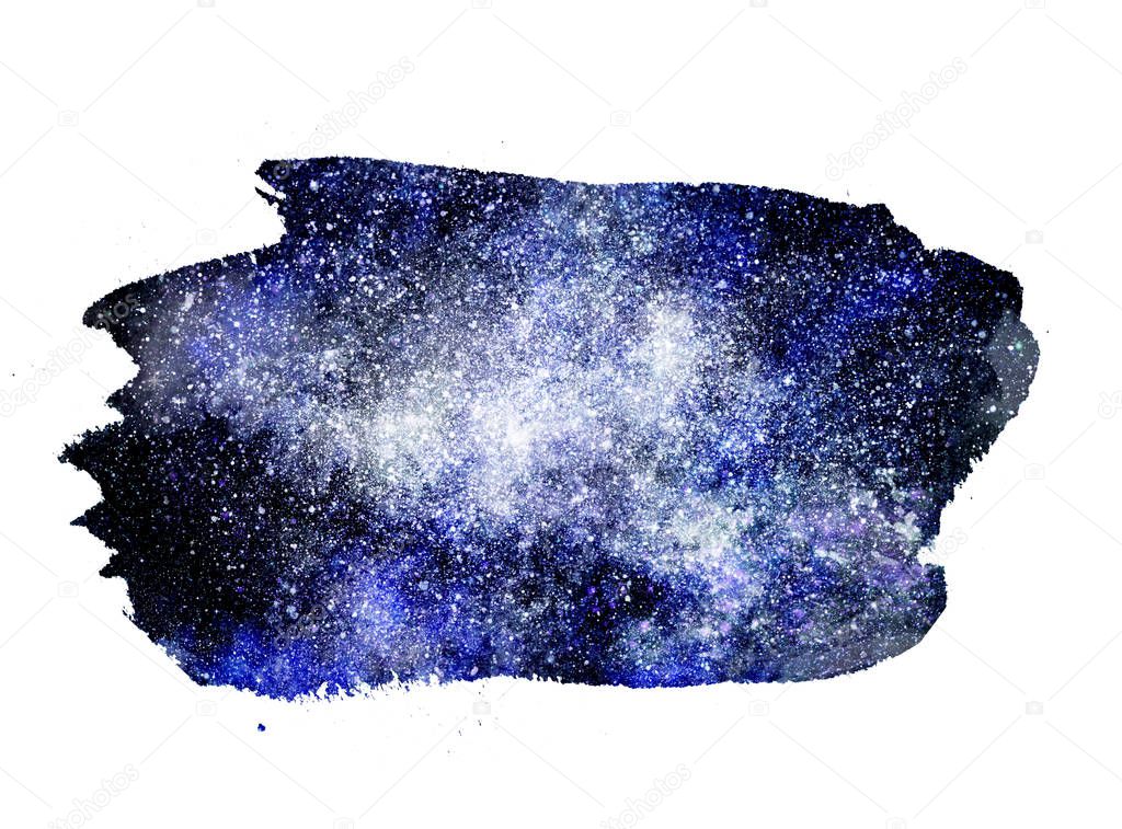 Night sky with stars on watercolor background