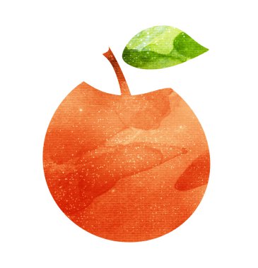 Beyaz üzerine suluboya elma. Siluet 