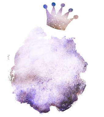 Taçlı suluboya daire, beyaz üzerinde izole