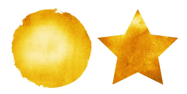 Two Watercolor Circle Star White Background — Stock Photo, Image