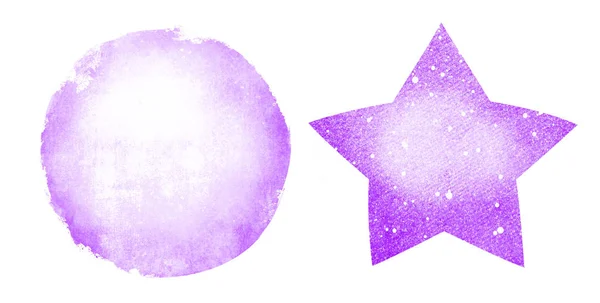 Dois Círculo Aquarela Estrela Branco Como Fundo — Fotografia de Stock