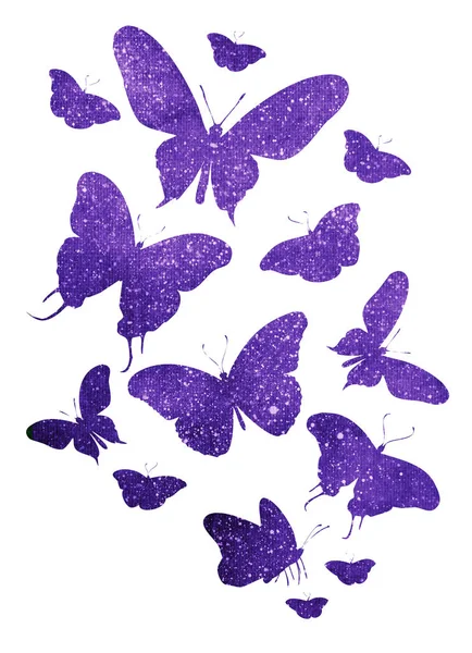 白のヴィンテージ蝶の群れ — ストック写真