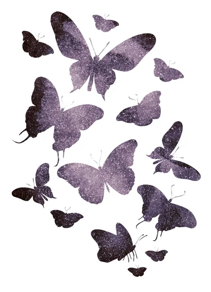 Σμήνος Από Vintage Πεταλούδες Λευκό — Φωτογραφία Αρχείου