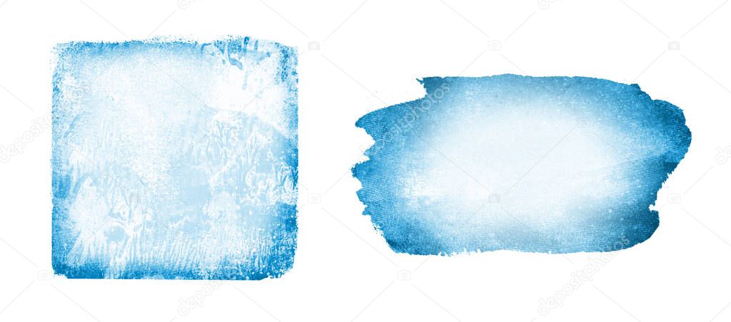 Two watercolor square and rectangle on white as background