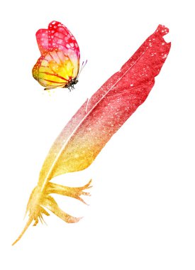 Suluboya tüyü beyazda izole edilmiş. Siluet 