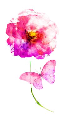 Beyaz renkte suluboya çiçek. Siluet 