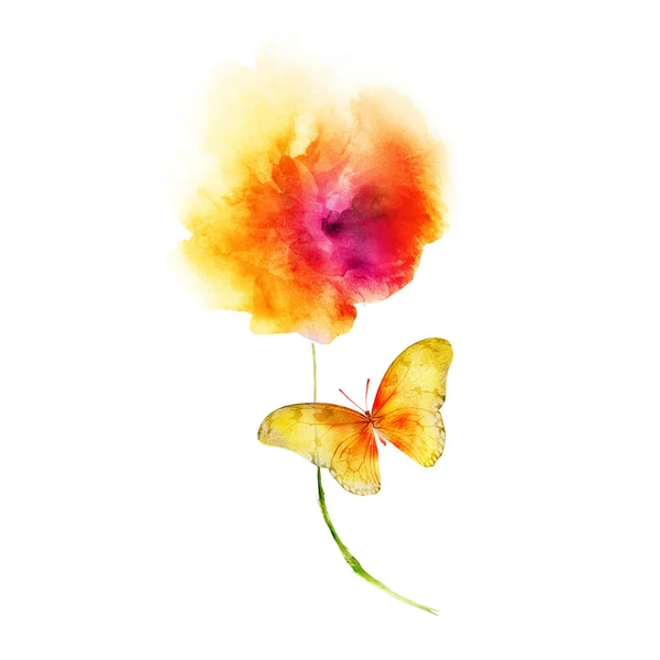 Aquarell Blume Isoliert Auf Weiß Silhouette — Stockfoto