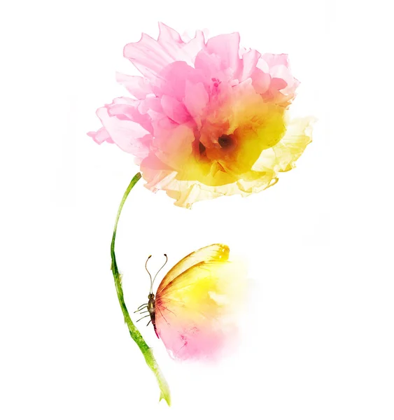 Watercolor Flower Isolated White Silhouette — Stock Photo, Image