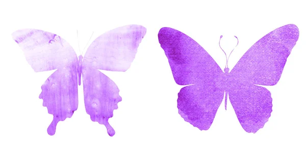 Dwa motyle akwarelowe, odizolowane na białym tle — Zdjęcie stockowe