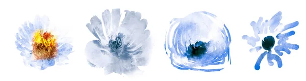 Aquarellblumen auf Weiß. eingestellt — Stockfoto
