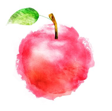 Beyaz üzerine suluboya elma