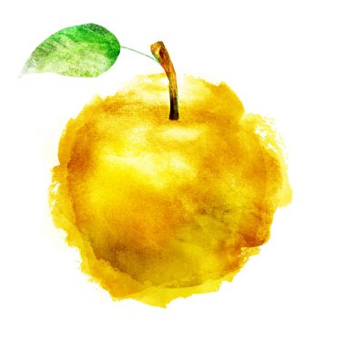 Beyaz üzerine suluboya elma